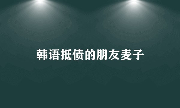 韩语抵债的朋友麦子