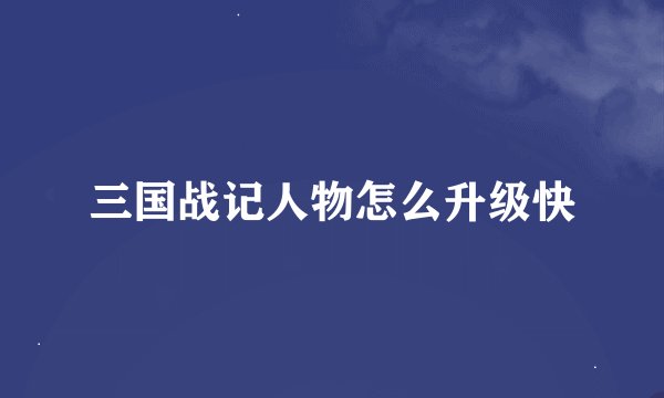 三国战记人物怎么升级快