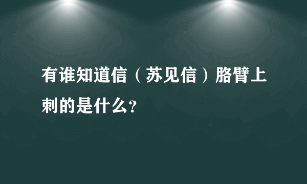 有谁知道信（苏见信）胳臂上刺的是什么？