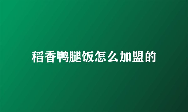 稻香鸭腿饭怎么加盟的