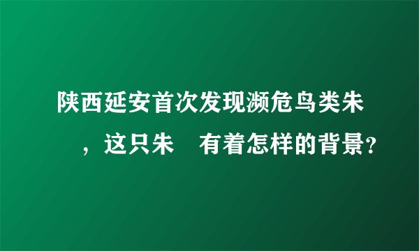 陕西延安首次发现濒危鸟类朱鹮，这只朱鹮有着怎样的背景？