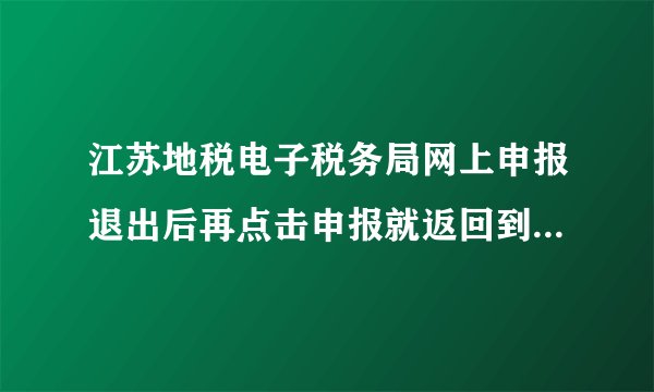 江苏地税电子税务局网上申报退出后再点击申报就返回到申报首页是