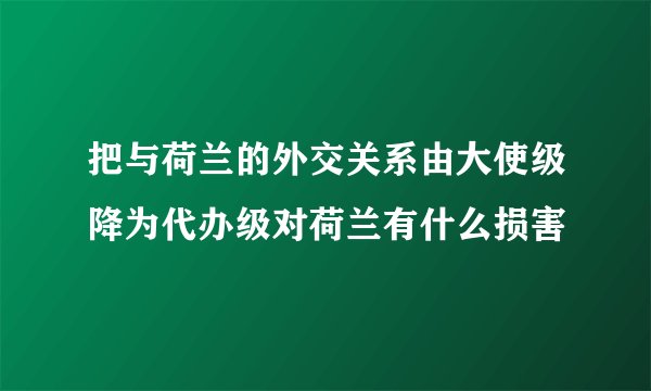 把与荷兰的外交关系由大使级降为代办级对荷兰有什么损害