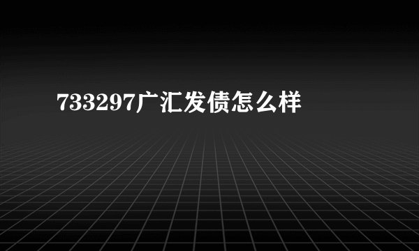 733297广汇发债怎么样