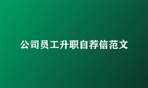 公司员工升职自荐信范文
