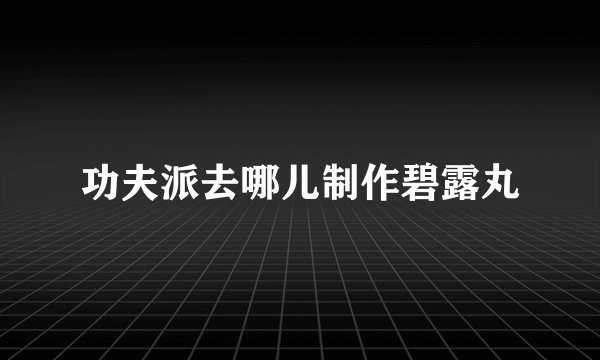 功夫派去哪儿制作碧露丸