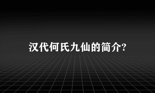 汉代何氏九仙的简介?