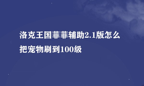 洛克王国菲菲辅助2.1版怎么把宠物刷到100级