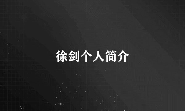 徐剑个人简介
