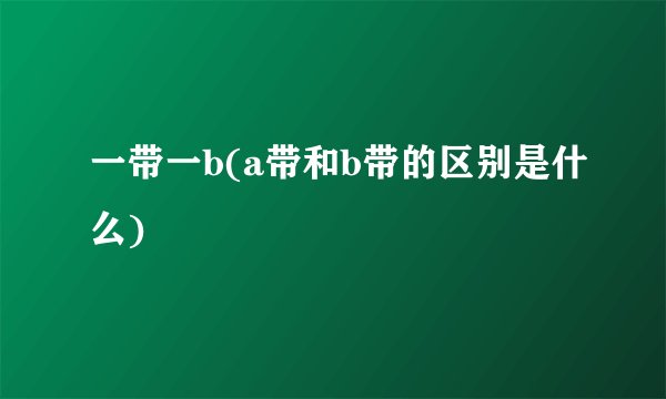 一带一b(a带和b带的区别是什么)