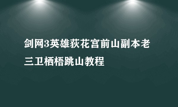 剑网3英雄荻花宫前山副本老三卫栖梧跳山教程
