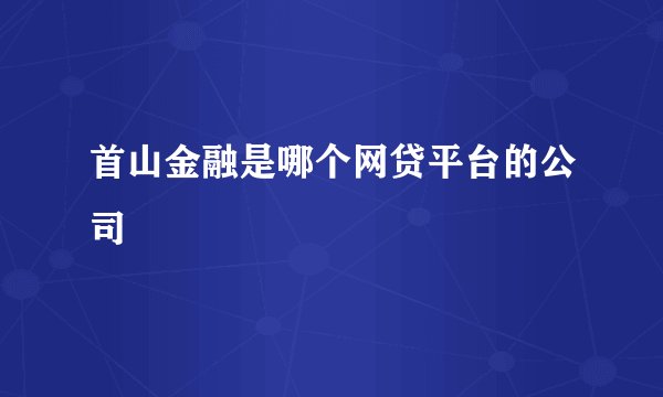 首山金融是哪个网贷平台的公司