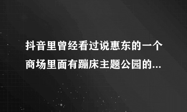 抖音里曾经看过说惠东的一个商场里面有蹦床主题公园的是哪个商场。