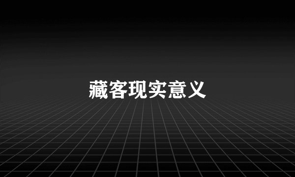 藏客现实意义