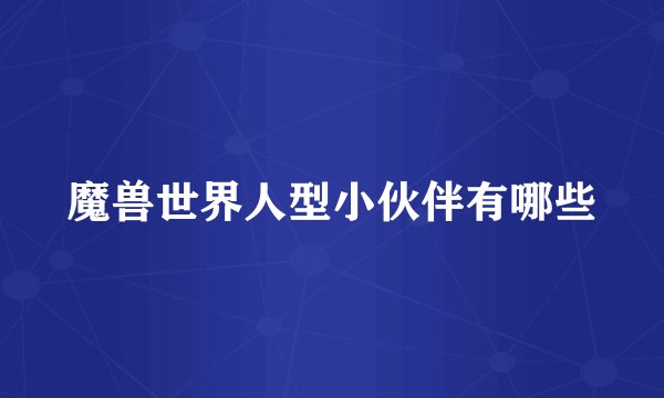 魔兽世界人型小伙伴有哪些