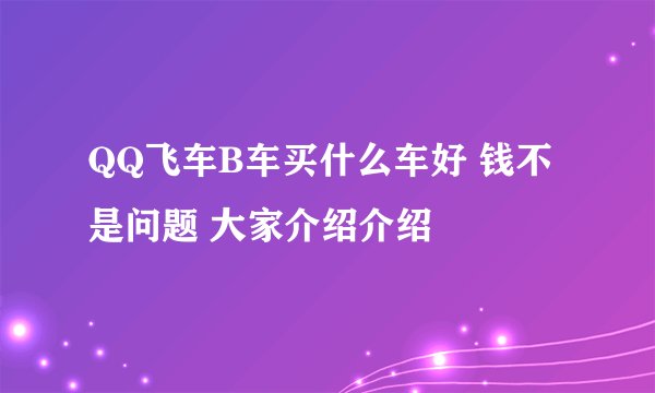 QQ飞车B车买什么车好 钱不是问题 大家介绍介绍