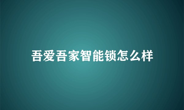 吾爱吾家智能锁怎么样
