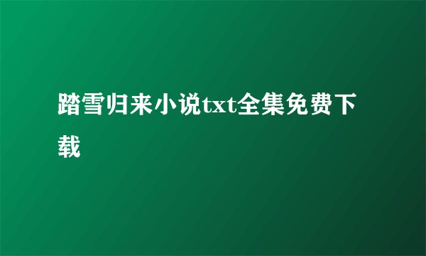 踏雪归来小说txt全集免费下载