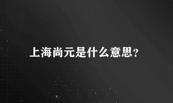 上海尚元是什么意思？