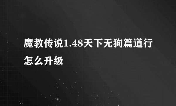 魔教传说1.48天下无狗篇道行怎么升级
