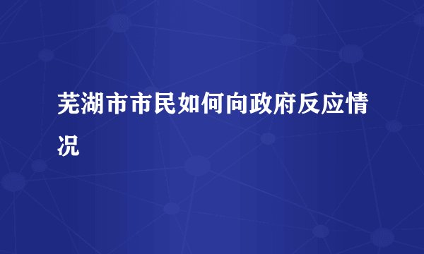芜湖市市民如何向政府反应情况