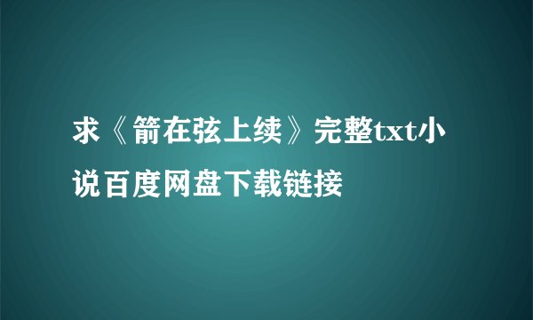 求《箭在弦上续》完整txt小说百度网盘下载链接
