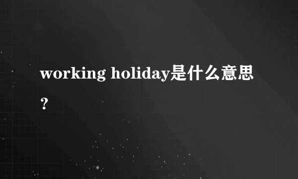 working holiday是什么意思？