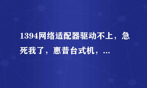 1394网络适配器驱动不上，急死我了，惠普台式机，所有都驱动上了，就差这个，不知道怎么办