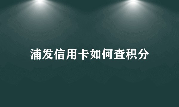 浦发信用卡如何查积分