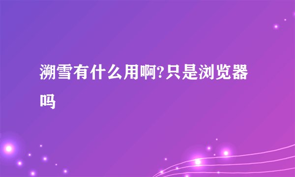 溯雪有什么用啊?只是浏览器吗