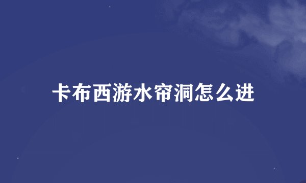 卡布西游水帘洞怎么进