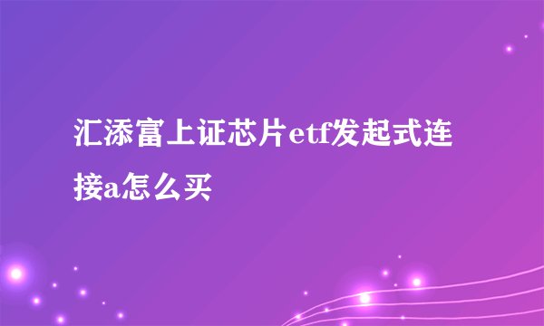 汇添富上证芯片etf发起式连接a怎么买
