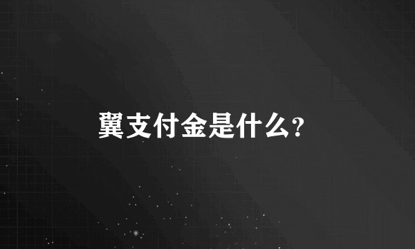 翼支付金是什么？