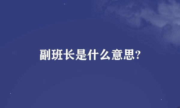 副班长是什么意思?