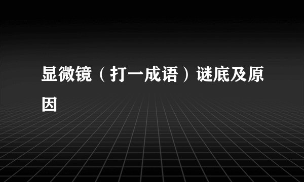 显微镜（打一成语）谜底及原因