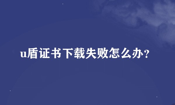 u盾证书下载失败怎么办？