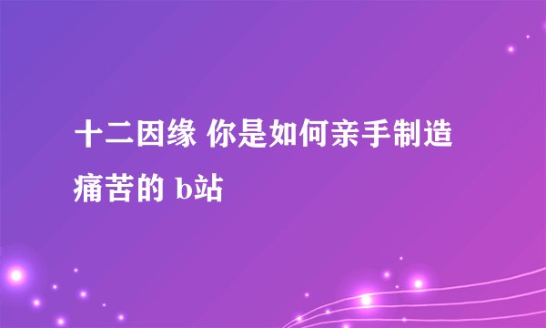 十二因缘 你是如何亲手制造痛苦的 b站