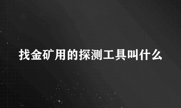 找金矿用的探测工具叫什么