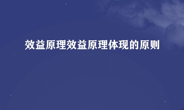 效益原理效益原理体现的原则