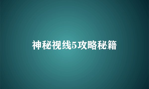 神秘视线5攻略秘籍