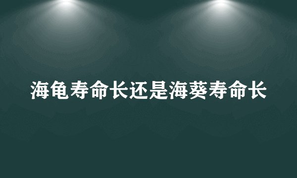 海龟寿命长还是海葵寿命长