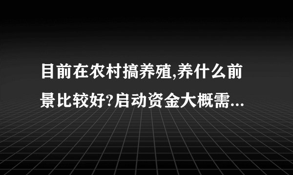 目前在农村搞养殖,养什么前景比较好?启动资金大概需要多少,以及销路一般怎么