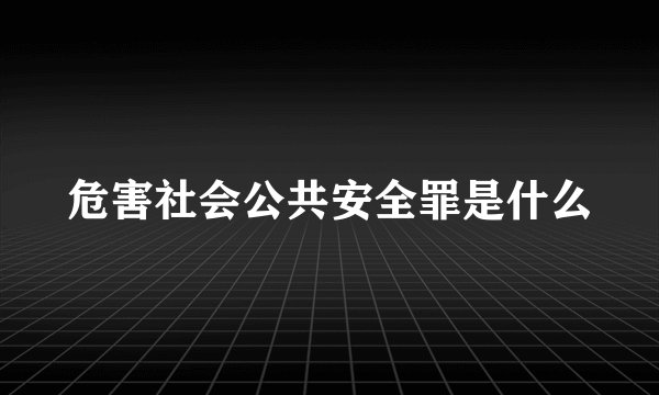 危害社会公共安全罪是什么