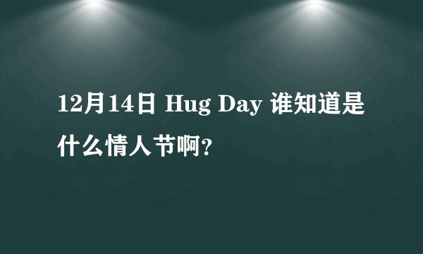 12月14日 Hug Day 谁知道是什么情人节啊？