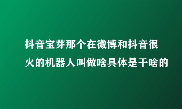 抖音宝芽那个在微博和抖音很火的机器人叫做啥具体是干啥的