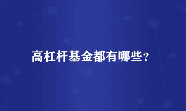 高杠杆基金都有哪些？