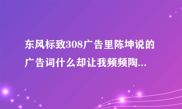 东风标致308广告里陈坤说的广告词什么却让我频频陶醉出色让我欲罢不能