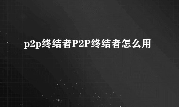 p2p终结者P2P终结者怎么用