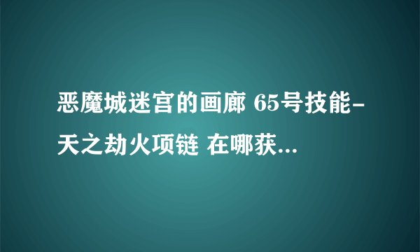 恶魔城迷宫的画廊 65号技能-天之劫火项链 在哪获取或者说在哪打 什么地