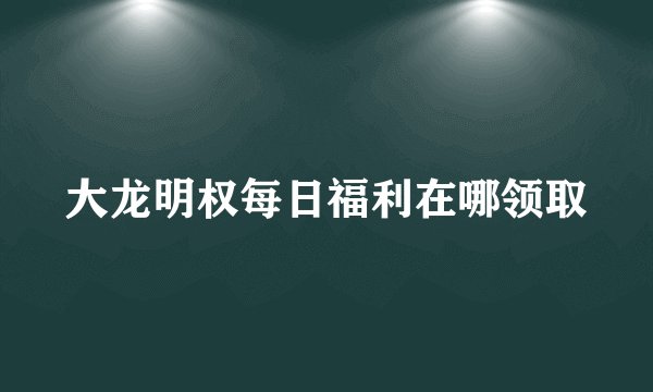 大龙明权每日福利在哪领取